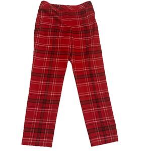 Trina Turk Moss 2 Plaid Pants Womens 4 Red Orange Koshijima Check Slim Crop $268